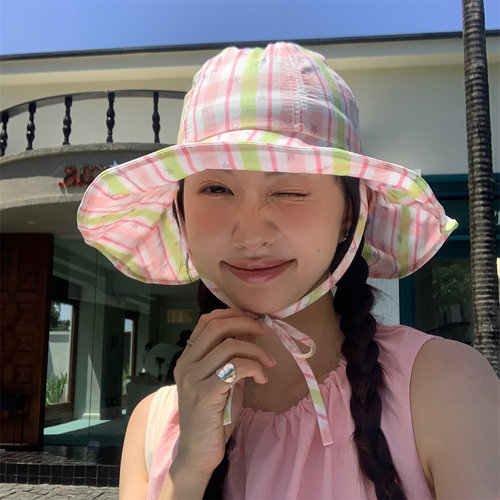 夏季出游大帽檐波点星星遮阳盆帽