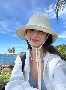 人手一顶大帽檐绑带速干渔夫帽夏