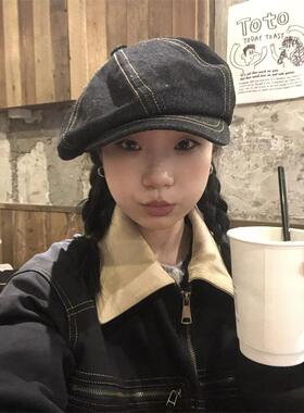 简单基础款百搭显脸小文艺画家帽