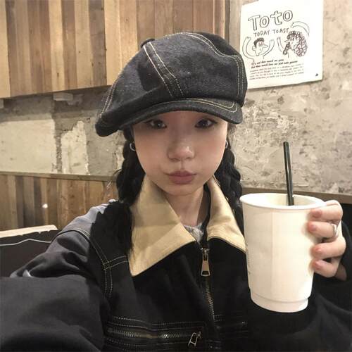 简单基础款百搭显脸小文艺画家帽