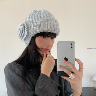 【氛围感花朵】韩版ins风甜美可爱针织护耳帽秋冬保暖显脸小帽子