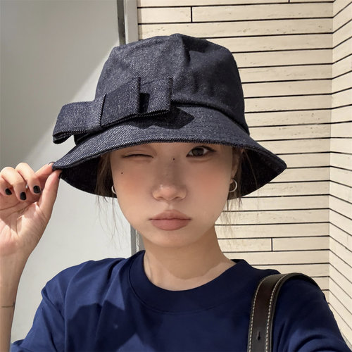 重工立体大蝴蝶结牛仔渔夫帽盆帽