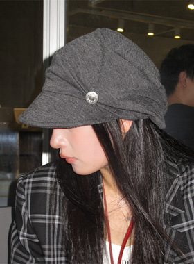 【大头围bi入】日系复古高级感做旧银扣褶皱八角帽显脸小画家帽潮