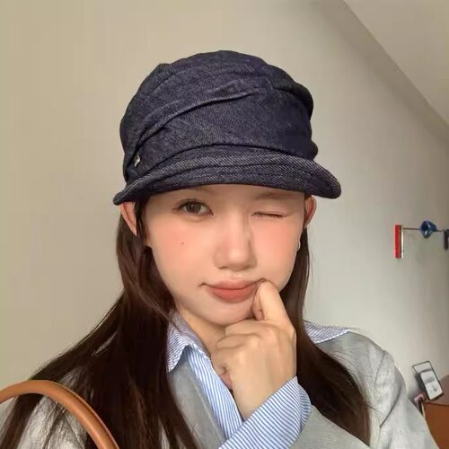 日系褶皱设计马术帽早秋通勤百搭