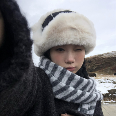 韩国博主同款麂皮毛绒保暖雷锋帽