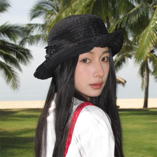 气质赫本风花朵小礼帽轻薄透气夏