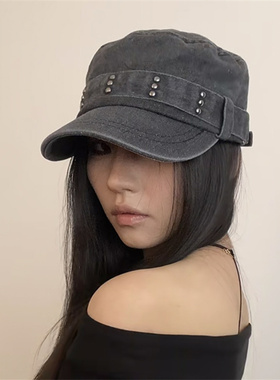 美式复古做旧y2k铆钉设计鸭舌帽