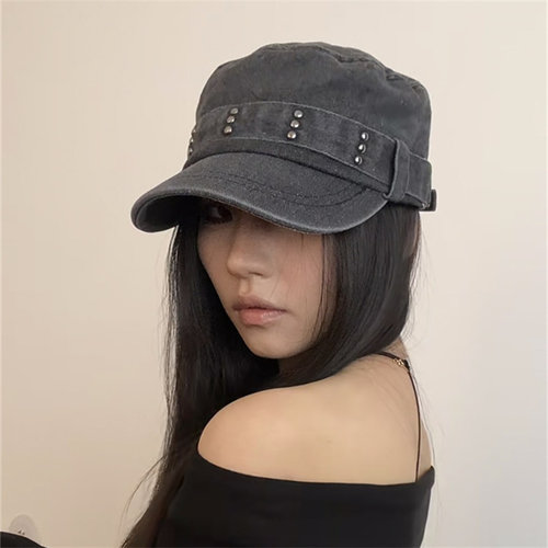 美式复古做旧y2k铆钉设计鸭舌帽