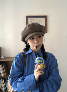 大版型显脸小好戴的毛呢画家帽潮