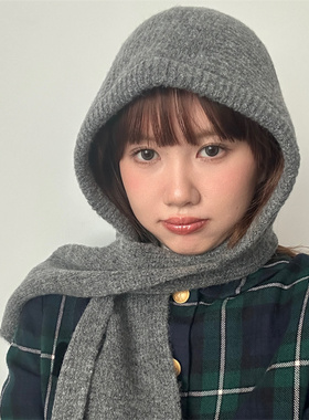 高级灰色巴拉克拉法帽子围巾一体