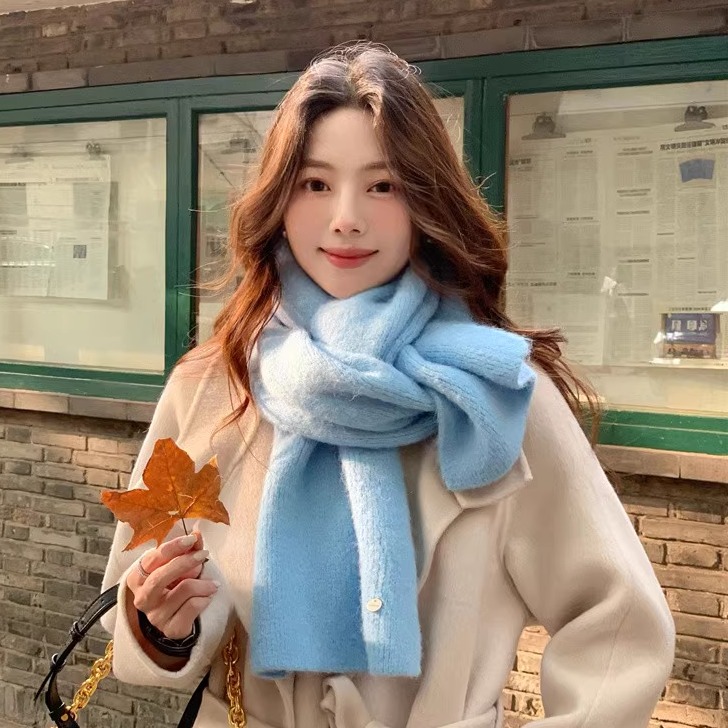 点亮沉闷秋冬冰岛蓝保暖围巾情侣
