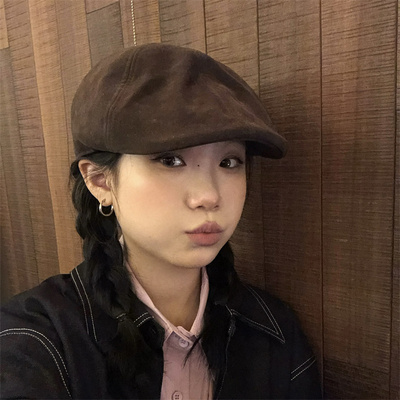 雅丹风穿搭巧克力棕复古前进帽潮