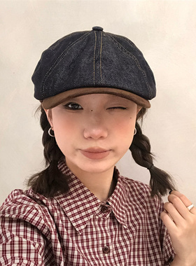 日系巴恩风显脸小复古牛仔前进帽