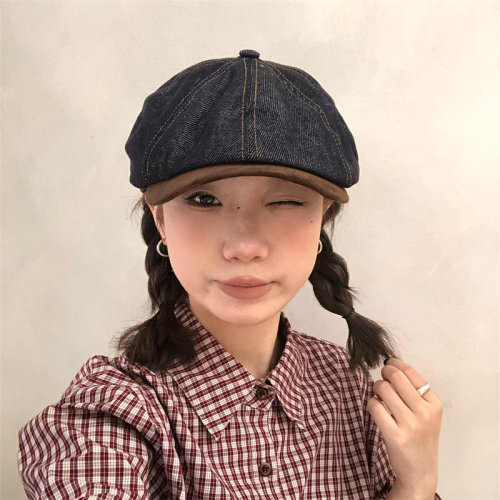 日系巴恩风显脸小复古牛仔前进帽