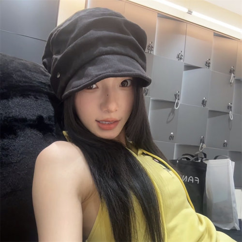 日系堆堆帽高温熨烫褶皱八角帽女