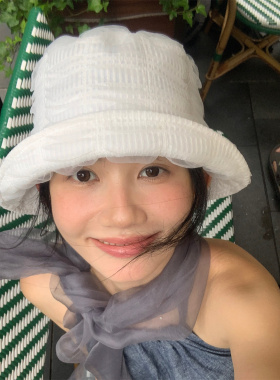 【初恋白月光】温柔干净白色蕾丝褶皱渔夫帽夏季百搭显脸小盆帽女