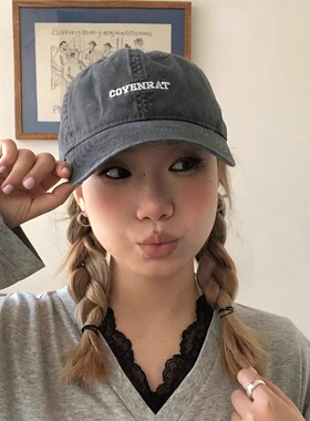 【百搭王】耐看灰色软顶棒球帽加深加宽帽檐显脸小大头围遮阳帽潮