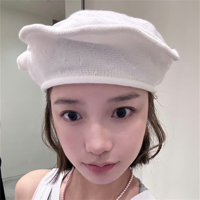 宅女同款白色贝雷帽百搭显脸小潮