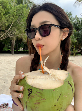 方圆脸bi入方框显脸小粉色墨镜