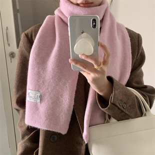 【粉色初恋】韩版软糯亲肤韩粉色针织围巾女秋冬氛围感保暖围脖潮