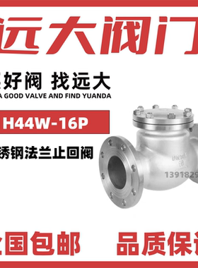 远大阀门304不锈钢旋启式法兰止回阀H44W-16P翻板式单向逆止DN100