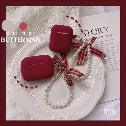 创意简约酒红硅胶软壳airpodspro2保护套airpods3保护壳3代苹果无线蓝牙耳机airpods硅胶airpods1/2代耳机壳