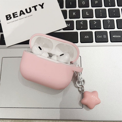 高级感粉色硅胶软壳适用于AirPodsPro2保护套AirPods1/2/3/4代耳机壳AirPods3耳机保护套华强北五代保护套