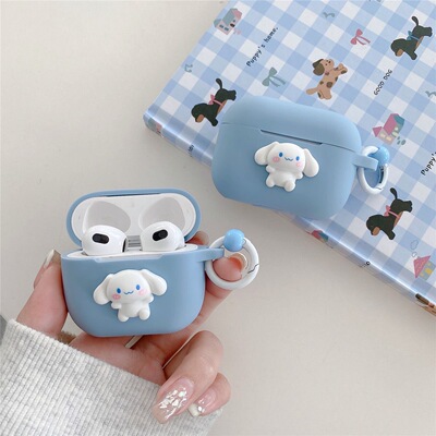 高级感天蓝色大耳朵狗硅胶软壳适用于AirPodsPro2保护套AirPods耳机壳AirPods3耳机保护套华强北五代保护套