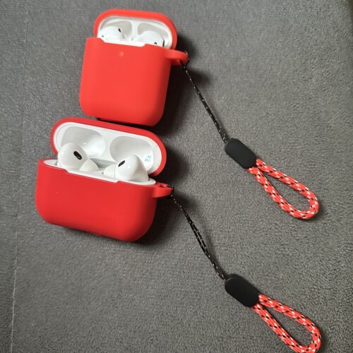 高级感红色硅胶软壳适用于AirPodsPro2保护套AirPods1/2代无线蓝牙耳机壳AirPods3苹果耳机保护套AirPodsPro