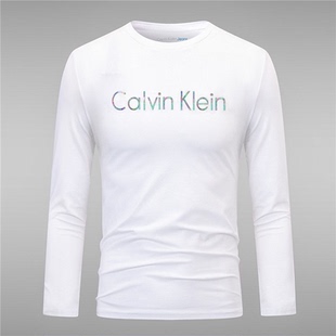T恤男士 百搭打底衫 秋冬新款 时尚 纯棉简约Logo印花圆领修身 CK长袖
