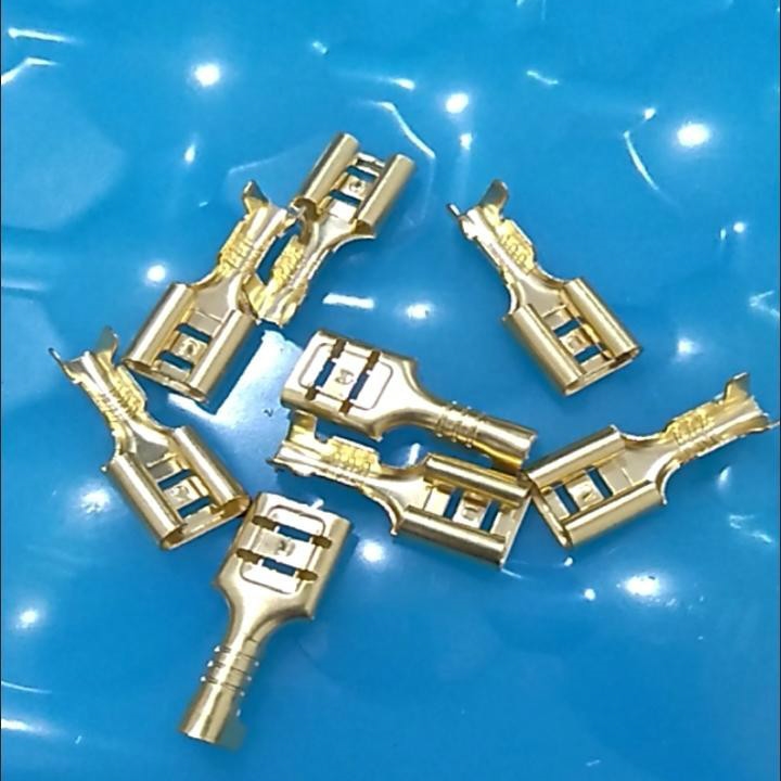 汽车插簧接线端子6.3mm黄铝插拔式电器开关接头连接器插头带护套