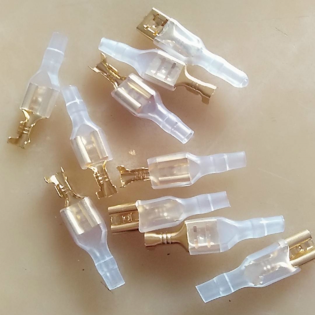 6.3插簧开关喇叭电源温控器插脚线耳端子母头插头 100只插件 电线