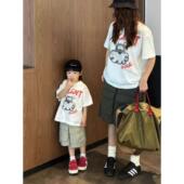 T恤母女母子装 一家三口炸街洋气夏季 圆领印花上衣 亲子装 不一样