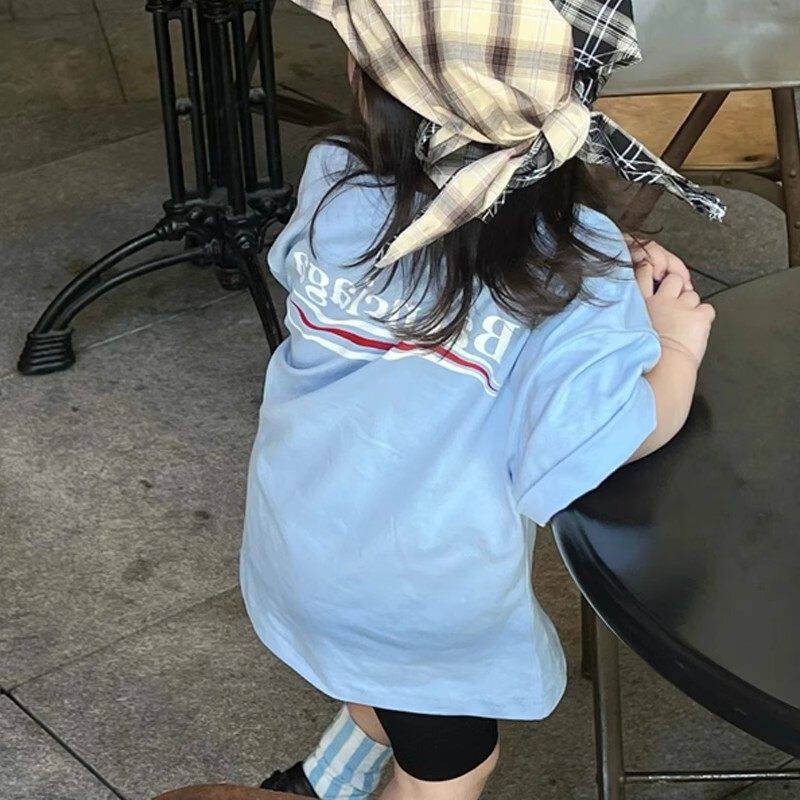 儿童纯棉休闲简约短袖t恤上衣夏季男女童圆领潮牌洋气童装半袖T恤