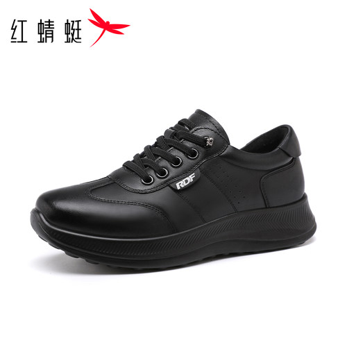 红蜻蜓头层牛皮真皮运动休闲妈妈