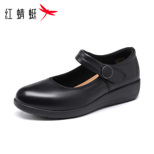 红蜻蜓一脚蹬小皮鞋女鞋小坡跟软