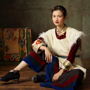 民族风马甲女冬季 西藏拉萨旅游拍照新式藏装影楼写真 藏族日常装