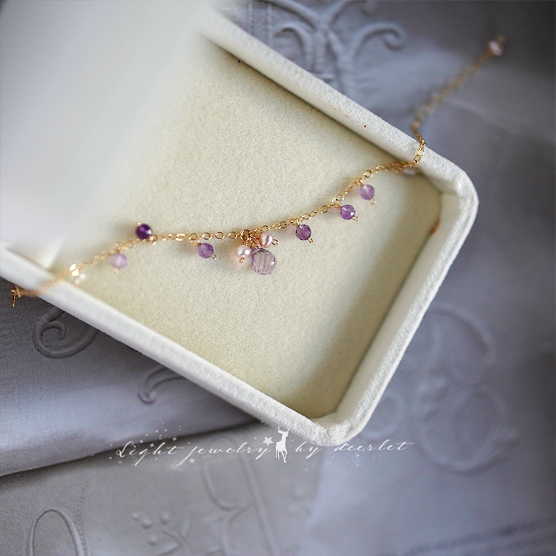 女14K注金紫水晶温柔气质手链