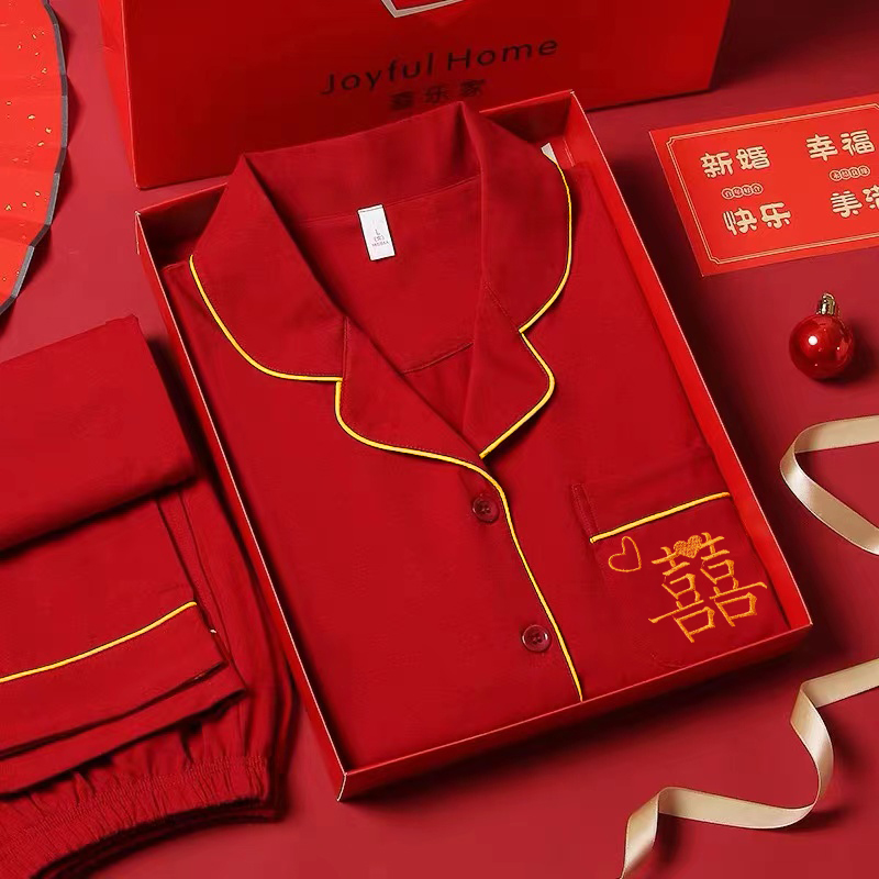 红色情侣睡衣长袖长裤