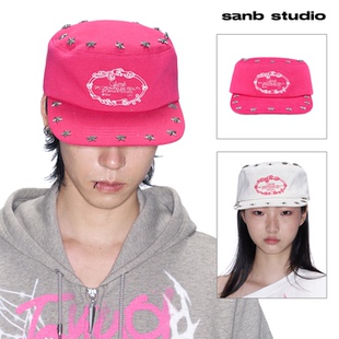 SANB 韩系街头原创少女 芭比粉2026春夏情侣撞色药盒帽平檐帽美式