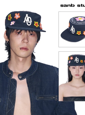 SANB Hwa药盒帽春夏2026街头小众原创刺绣平檐帽男女美式色彩潮流