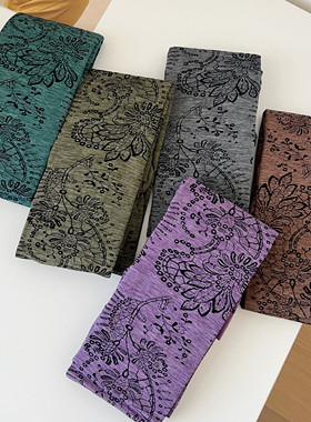 早春新款100D复古图腾枝蔓花连裤袜日系小众紫色加长显瘦丝袜子女