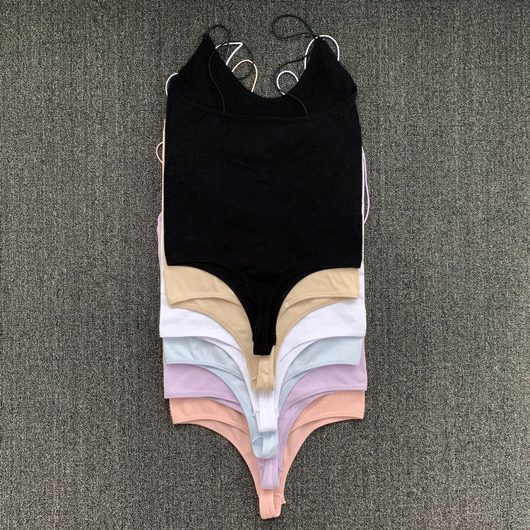 性感低胸t裆连体衣丁字裤夏季无袖连身打底吊带背心