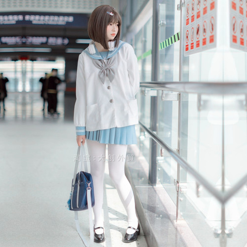 4件套日本原单！女学生JK制服水手学院COS二次元男生反串演出写真