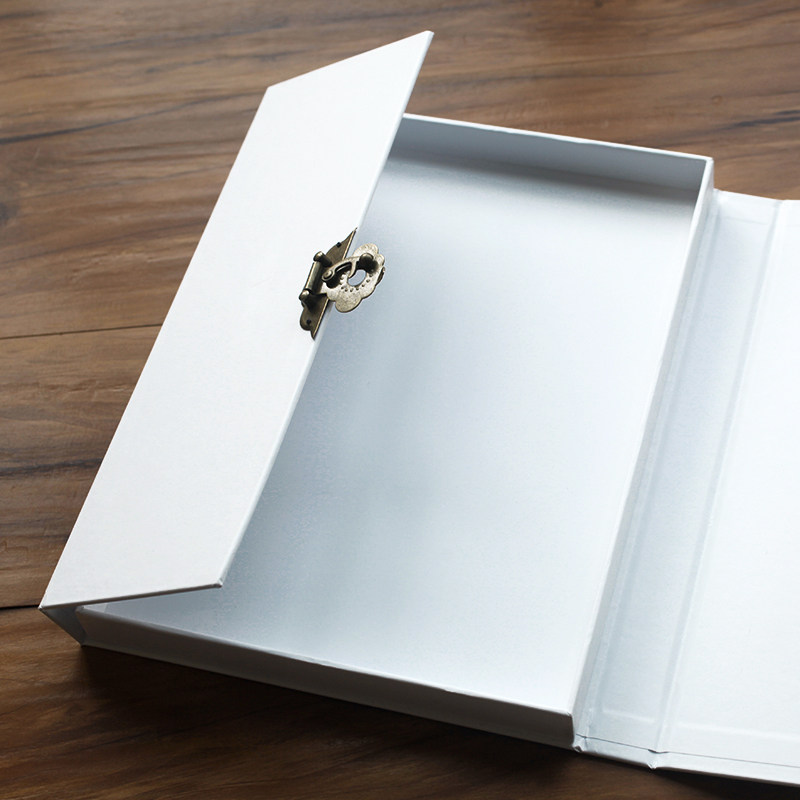 白色中式礼盒A4文件收纳盒子复古婚礼伴手礼品书形盒防水精装盒