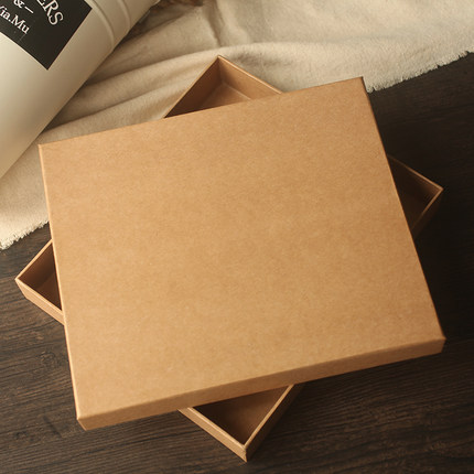 空白牛皮纸礼物盒 丝带蝴蝶结简约天地盖盒子文艺礼品包装精品盒