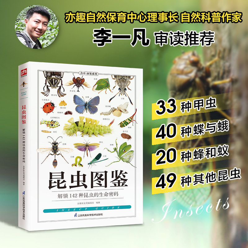 正版彩图丨昆虫图鉴 142种昆虫知识详解百科全书 中小学生成人昆虫爱好者通用食性分类身体结构等基础知识 蜜蜂蝴蝶甲虫动物科普书