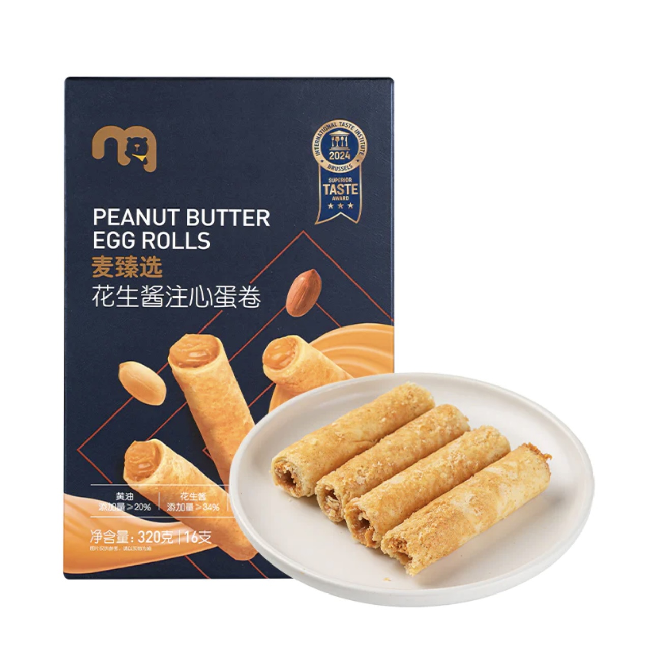 麦德龙 麦臻选 花生酱注心蛋卷 16支 320g