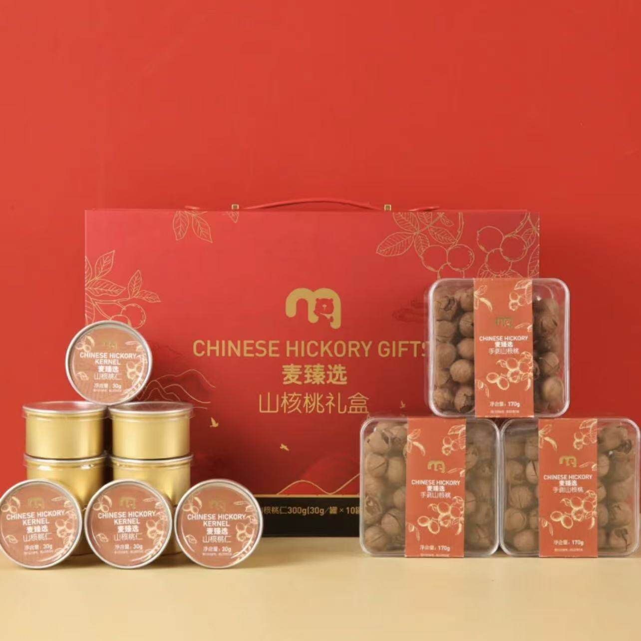 麦德龙 麦臻选 山核桃仁+手剥山核桃 组合 礼盒 810g