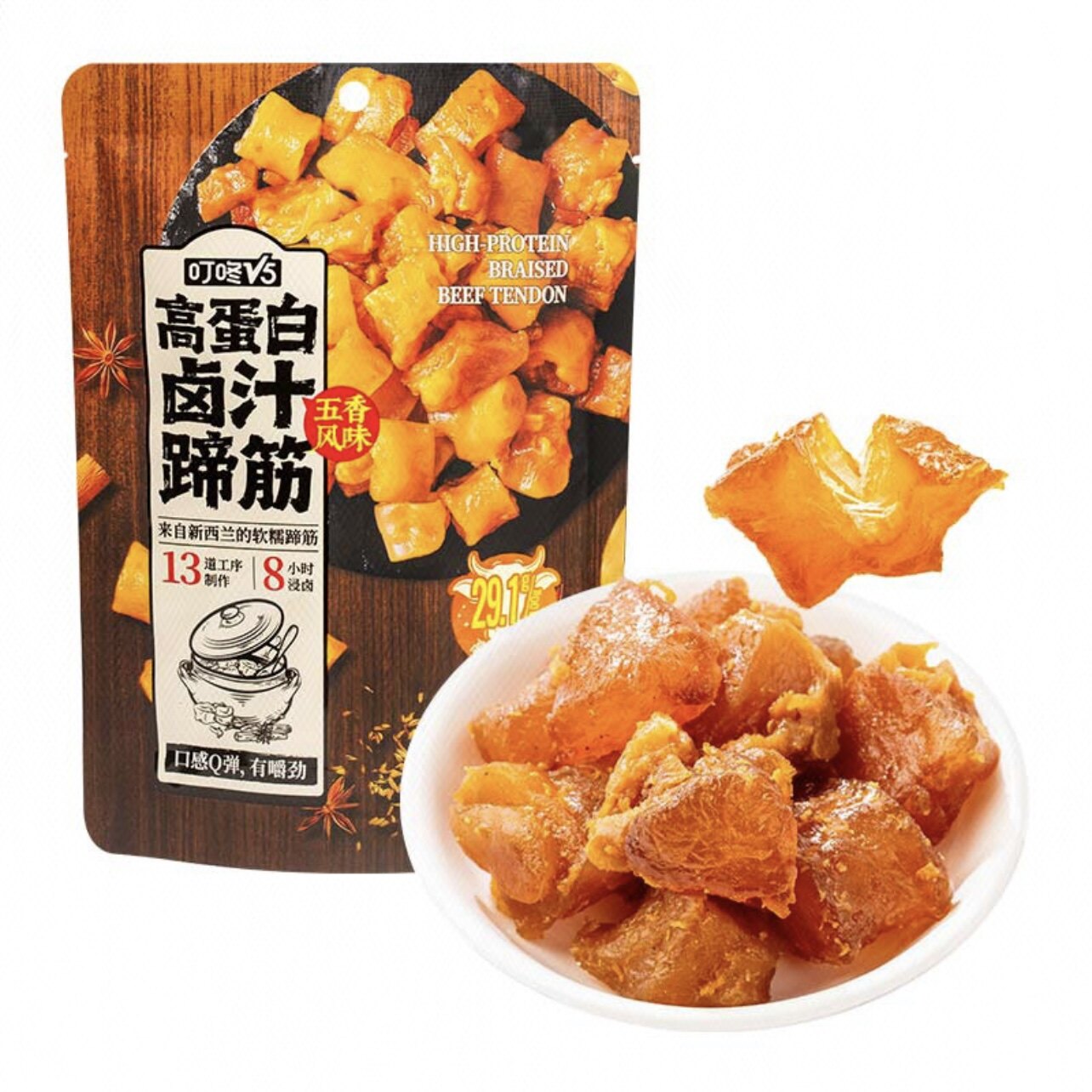 叮咚 V5 高蛋白 卤汁 新西兰 牛蹄筋 五香风味 100g